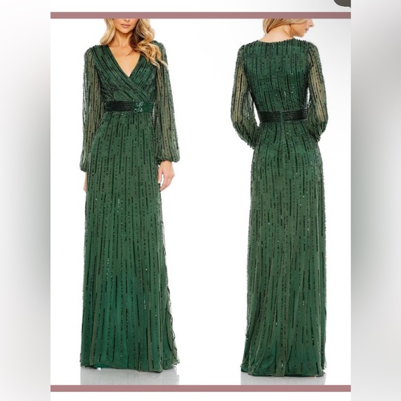 Mac Duggal Elegant Green Sequin Dress - Picture 2 of 7